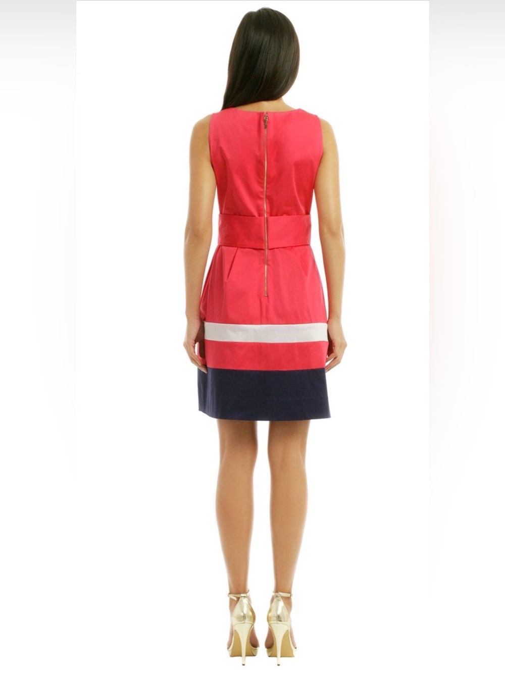 Kate Spade Sawyer Belted Colorblock Dress Pink/Red White Navy Stripe Fit Flare 6 - Picture 6 of 13